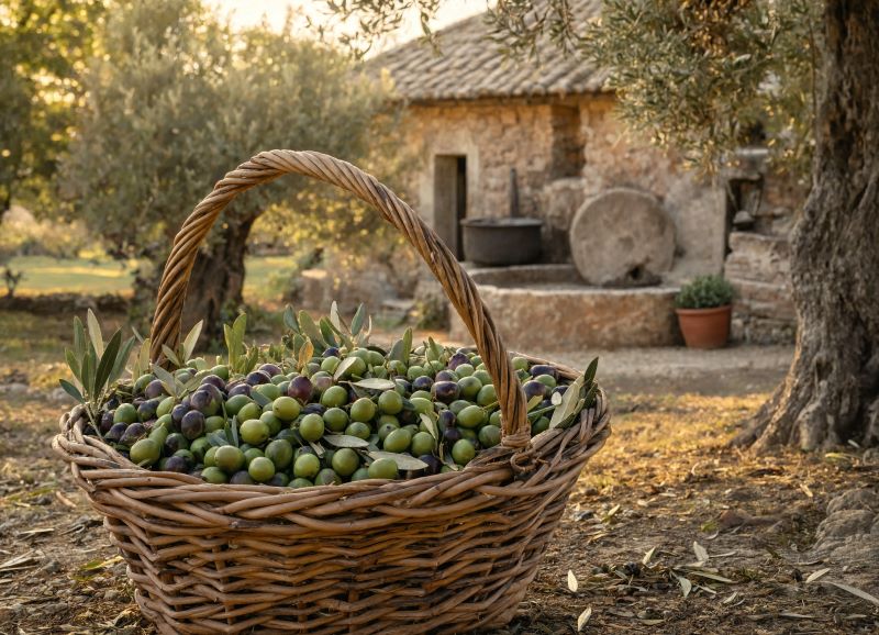Récolte d'olives en circuit court près du moulin